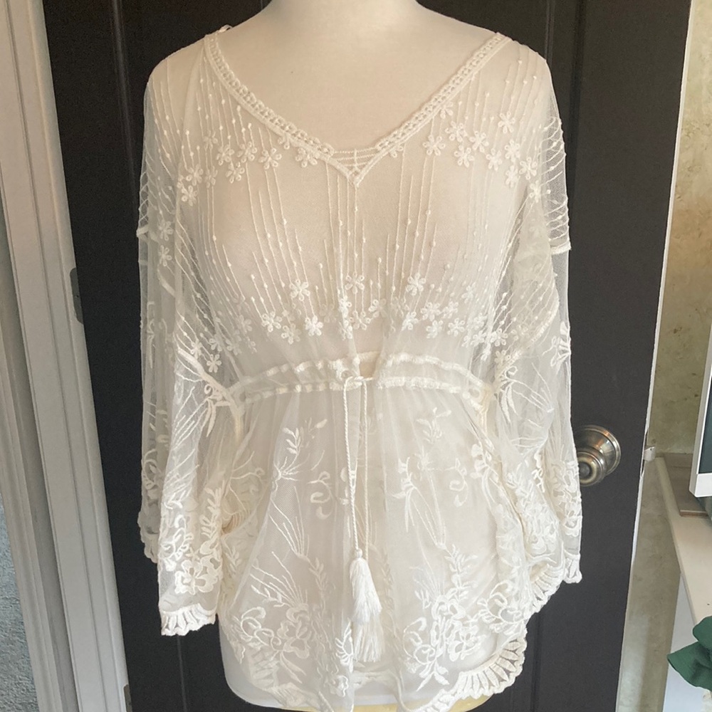 Boho Embroidered White Peasant Blouse